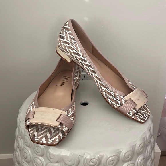 French Sole Shoes - FS/NY French Soles Brown/White Peep Toe Loafers